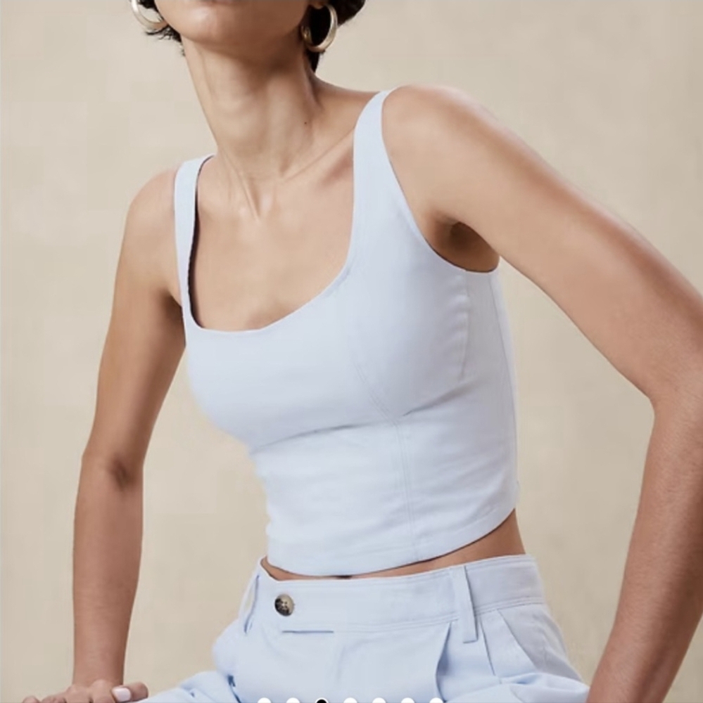 Banana Republic Beige Ribbed Crop Tank